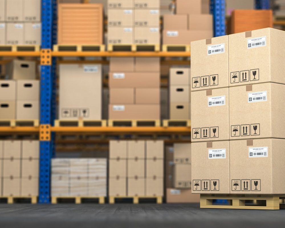 warehouse-or-storage-with-cardboard-boxes-on-a-pallet-logistics-and-mail-delivery-concept-